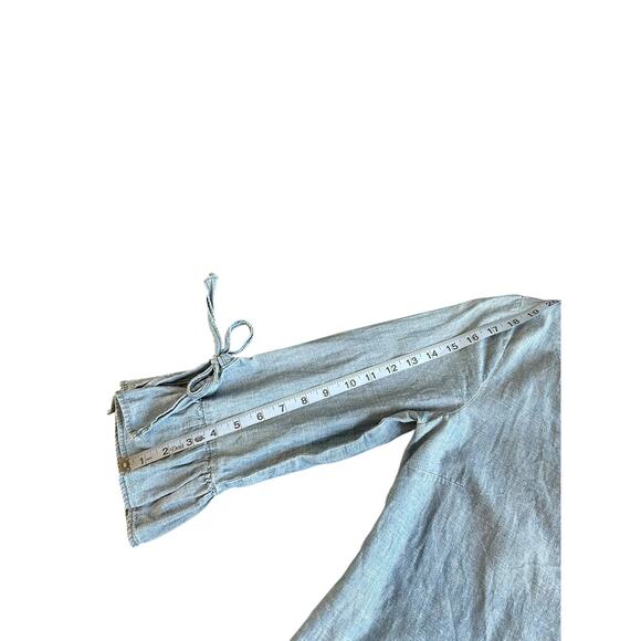J.Crew Dress Blue Basic Lightweight V-Neck Chambray Ruffle Tie Sleeve Size 6 - Picture 10 of 12